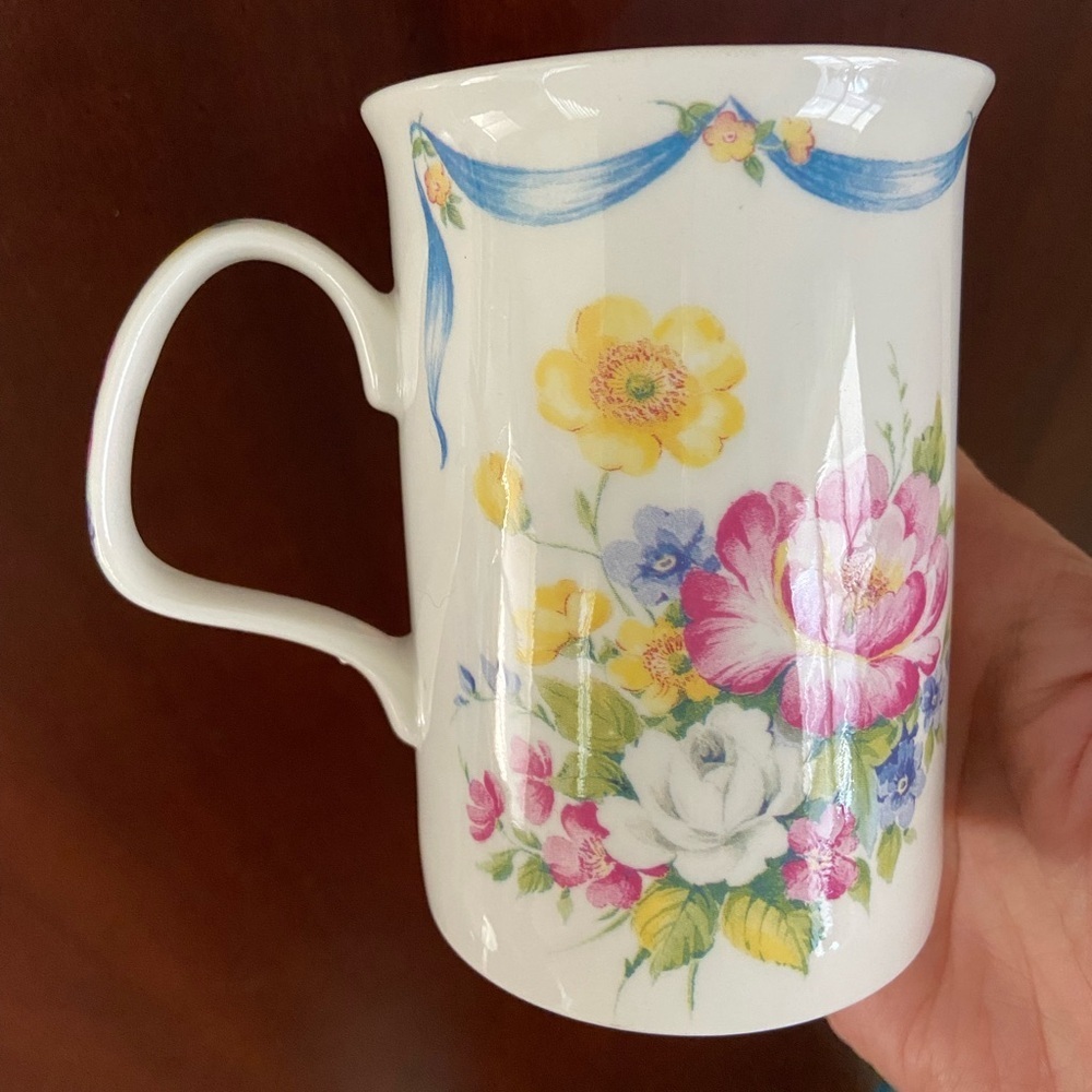 🖤 Roy Kirkham 1995 Dresden Sprays Floral Mug Cup 10oz Vintage Made in England